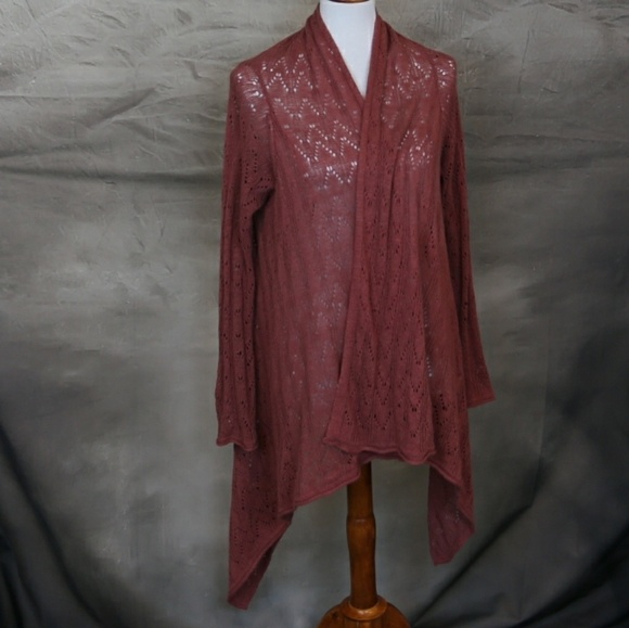 Cynthia Rowley mauve crochet long cardigan L - Picture 1 of 3